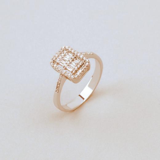 925 Sterling Silver Ring Baguette Design Zircon Stone