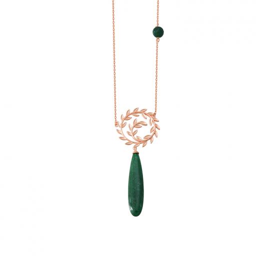 Silver Necklace Ceres Collection Special Design Jade Stone 925 Sterling