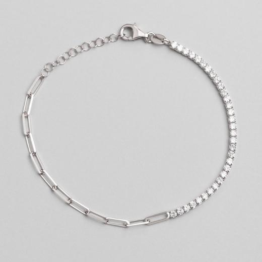 Silver Chain Bracelet Special Design Zircon Stone 925 Sterling