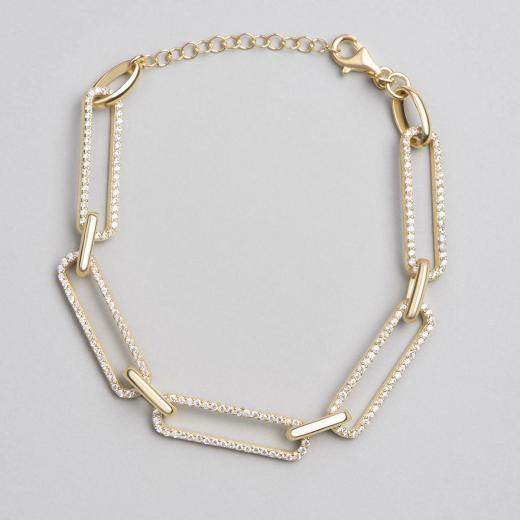 Silver Chain Bracelet Special Design Zircon Stone 925 Sterling
