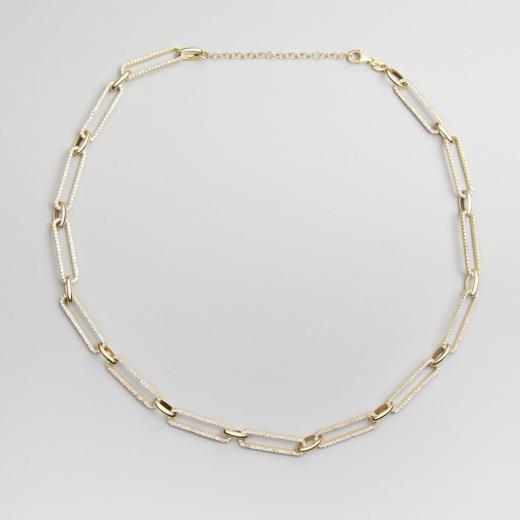 925 Sterling Silver Chain Necklace Special Design Zircon Stone