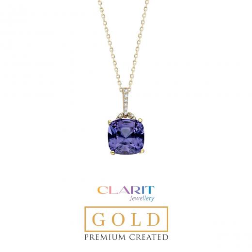 Created Alexandrite Stone Clarit Jewellery 14K Gold Necklace