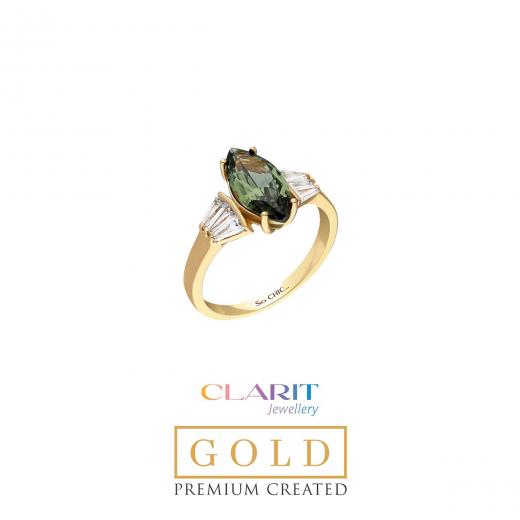 Created Tourmaline Stone Clarit Jewellery 14K Yellow Gold Ring