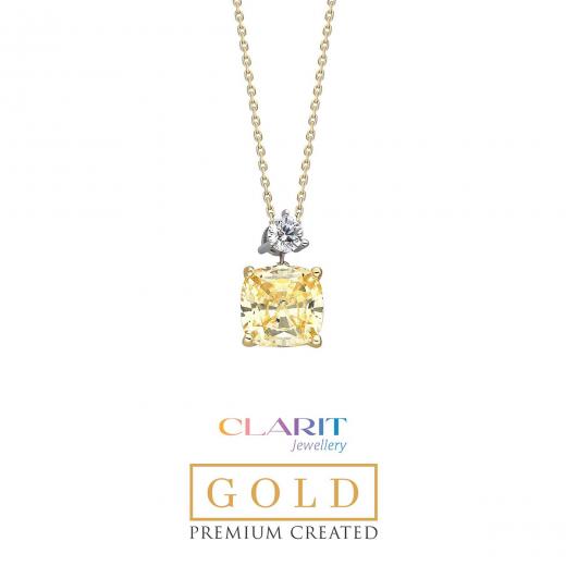 Created Light Yellow Canary Stone Clarit Jewellery 14K Yellow Gold Necklace