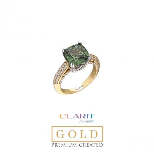 Created Tourmaline Stone Clarit Jewellery 14K Yellow Gold Ring