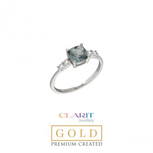 Created Alexandrite Stone Clarit Jewellery 14K  White Gold Ring