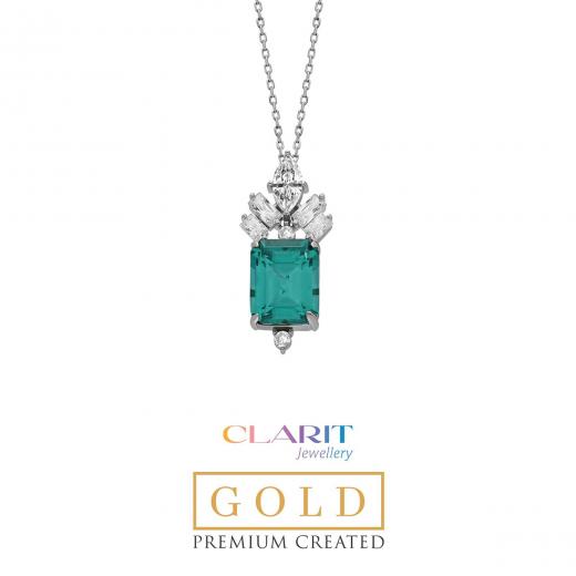 Created Paraiba Stone Clarit Jewellery 14K White Gold Necklace