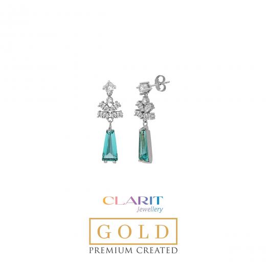 Created Paraiba Stone Clarit Jewellery 14K White Gold Earrings 