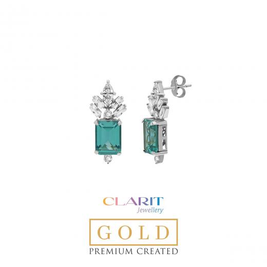  Created Paraiba Stone Clarit Jewellery 14K White Gold Earrings