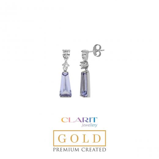  Created Alexandrite Stone Clarit Jewellery 14K White Gold Earrings
