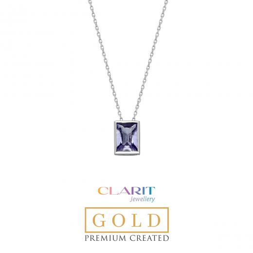 Created Alexandrite Stone Clarit Jewellery 14K White Gold Necklace
