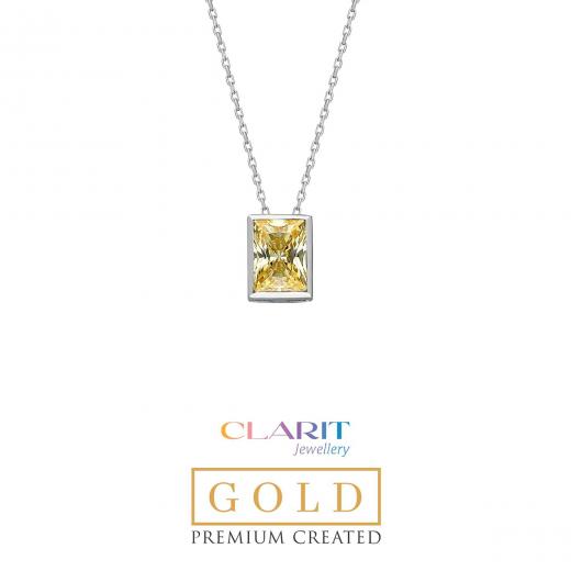 Created Light Yellow Canary Stone Clarit Jewellery 14K White Gold Necklace