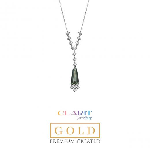 Created Tourmaline Stone Clarit Jewellery 14K White Gold Necklace