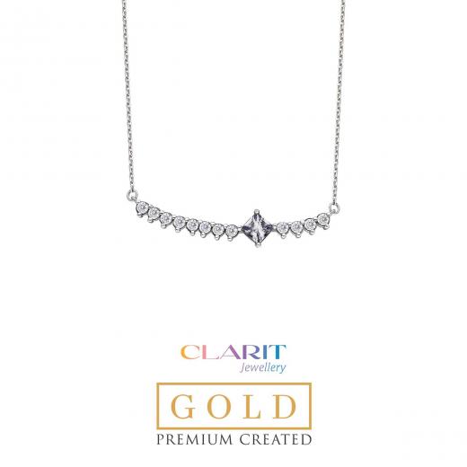 Created Alexandrite Stone Clarit Jewellery 14K white Gold Necklace