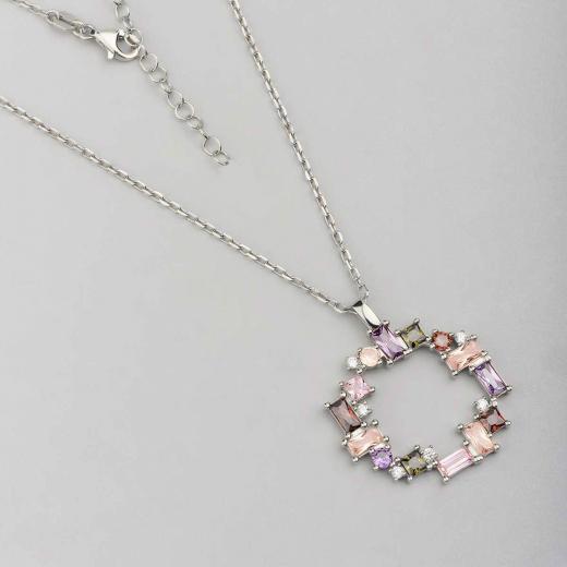 Silver Necklace Color Stone Collection Special Design 925 Sterling