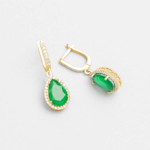 Silver Earring Green Paraiba Stone 925 Sterling