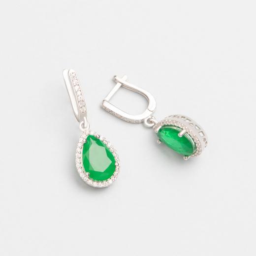 Silver Earring Green Paraiba Stone 925 Sterling