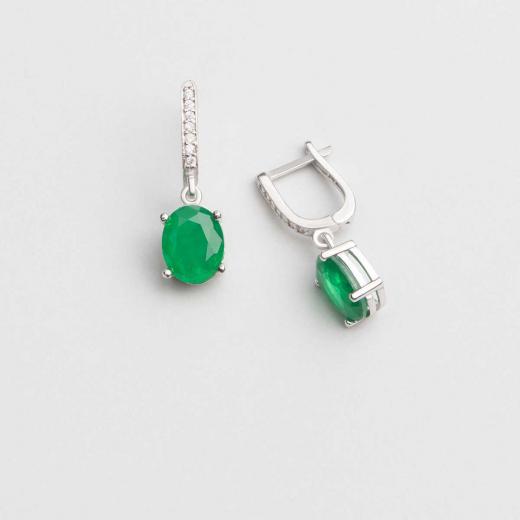 Silver Earring Green Paraiba Stone 925 Sterling