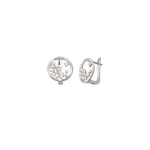 Silver Earring Minimal Design Zircon Stone 925 Sterling