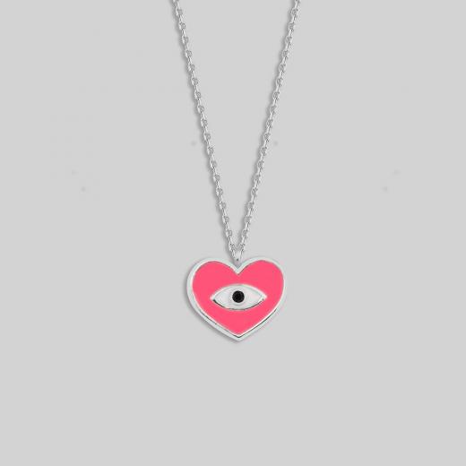 Silver Necklace Evil Eye Enamel Design 925 Sterling