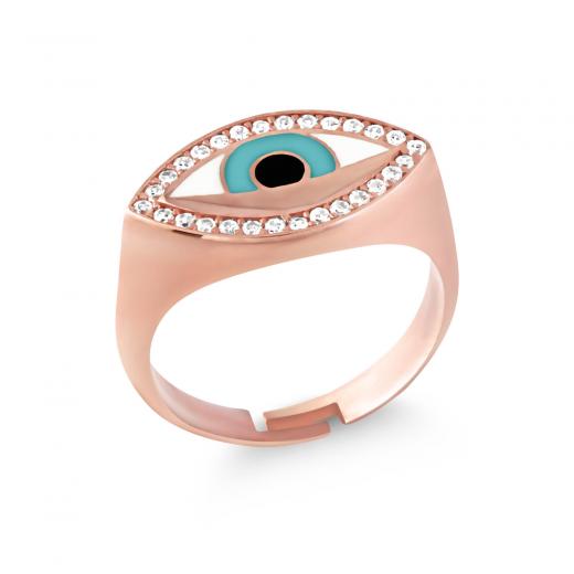 Silver Ring Evil Eye Collection Zircon Stone Freesize Enamel 925 Sterling