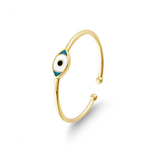 925 Sterling Silver Ring Evil Eye Collection Zircon Stone Freesize Enamel