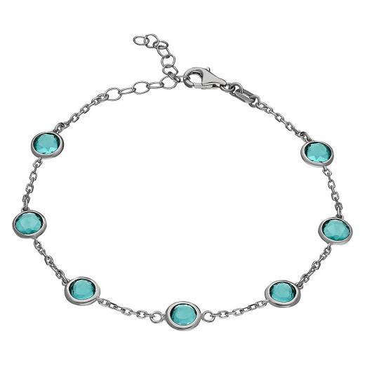 Silver Bracelet Blue Stone 925 Sterling 