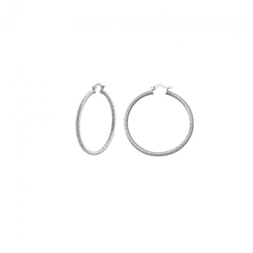 Silver Earring Hoop Plain Design 925 Sterling