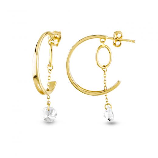 Silver Earring Hoop Design Zirconia 925 Sterling