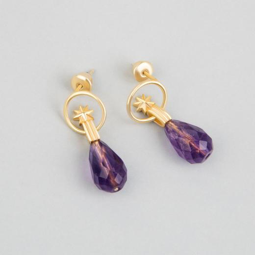 Silver Earring Isis Collection Special Design Amethyst Stone 925 Sterling