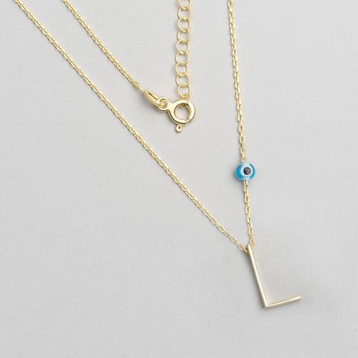 Alphabet With Evil Eye  L Sterling Silver