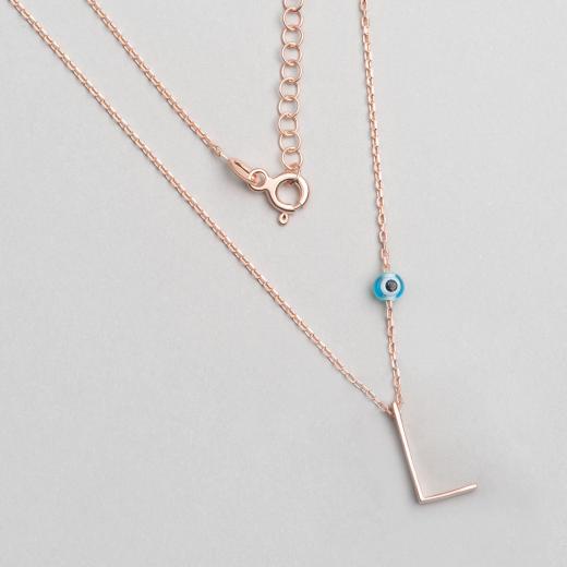 Alphabet With Evil Eye  L Sterling Silver