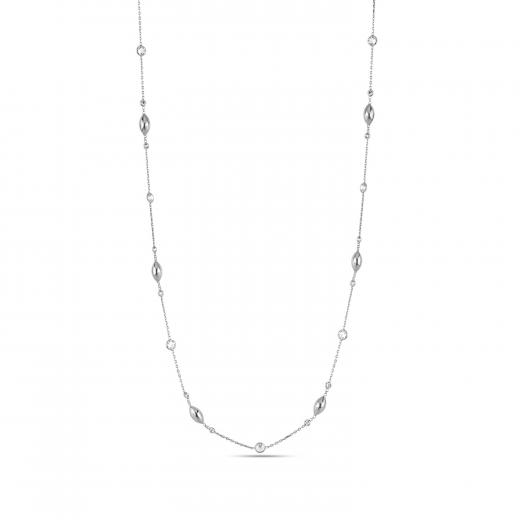 925 Sterling Silver Necklace Long Design Zircon Stone