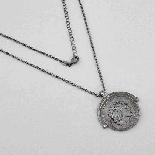 925 Sterling Silver Necklace Alexander the Great Medallion