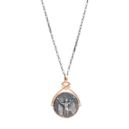 Silver Necklace Angel Medallion Design 925 Sterling