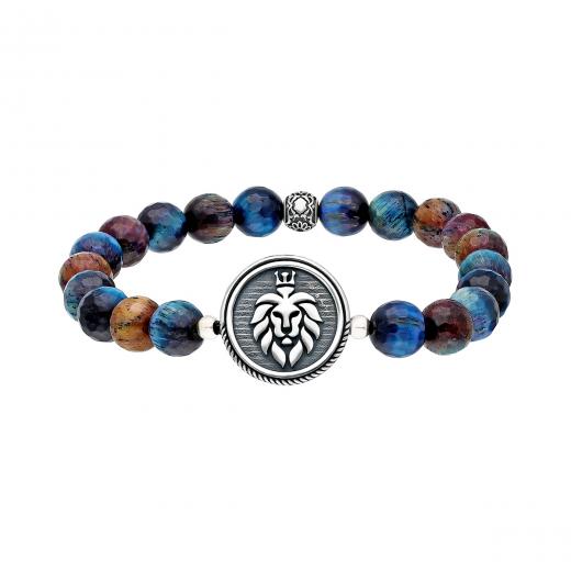 Silver Bracelet for Men Lion Symbol 925 Sterling Silver