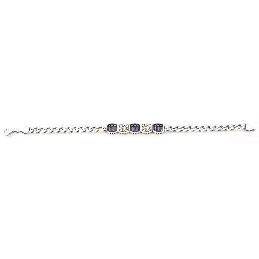 Men Bracelet Black Zircon Stone 925 Sterling