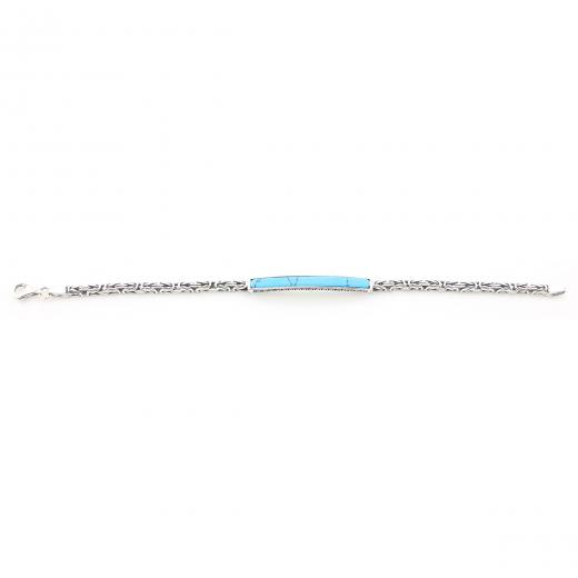 Men Bracelet Turquoise Stone 925 Sterling