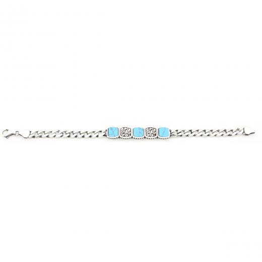 Men Bracelet Turquoise Stone 925 Sterling