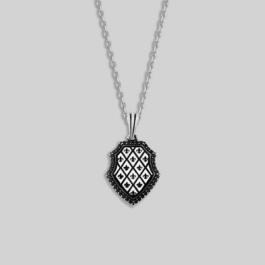 Silver Necklace for Men Black Zircon 925 Sterling