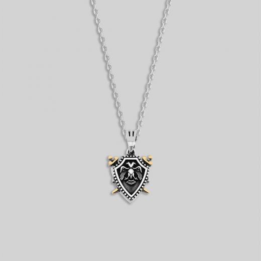 Silver Necklace for Men Eagle and Sword Symbol 925 Sterling