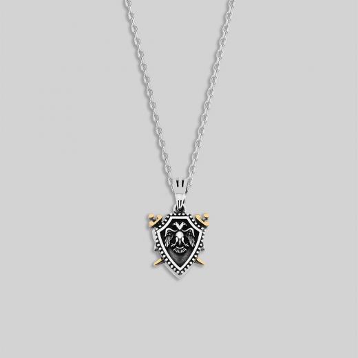 Silver Necklace for Men Eagle and Sword Symbol 925 Sterling