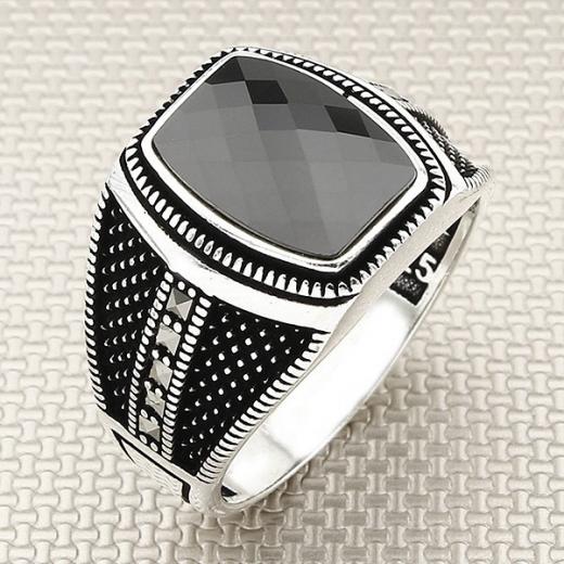 Marcasite Stone Men Ring 925 Sterling