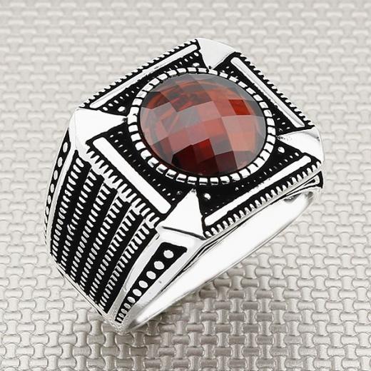 Men Ring Zircon Stone 925 Sterling