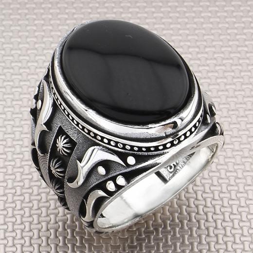 Gothic Design Men Ring Onyx Stone 925 Sterling