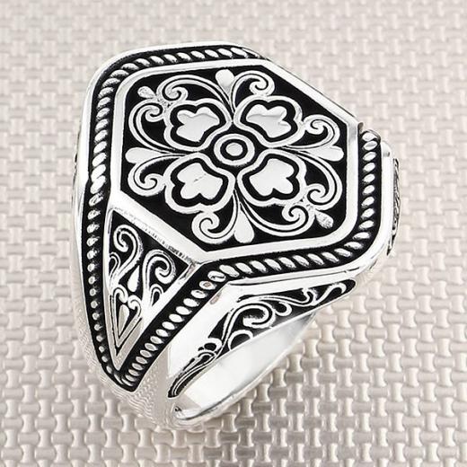 Baroque Design Men Ring 925 Sterling