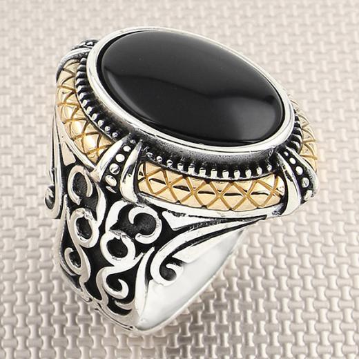 Men Ring Onyx Stone 925 Sterling