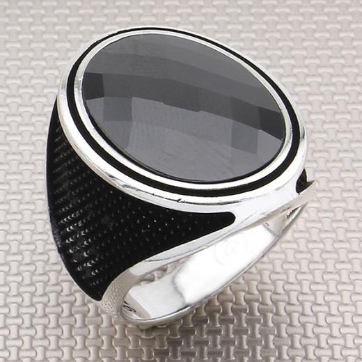 Plain Design Men Ring Zircon Stone 925 Sterling