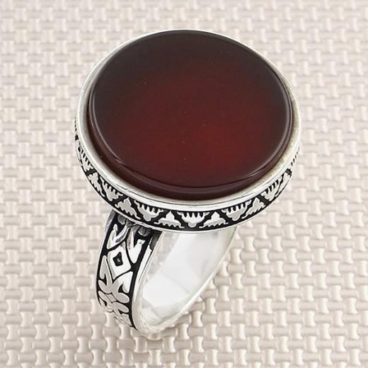 Men Ring Agate Stone 925 Sterling