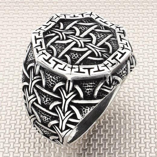 Baroque Design Men Ring 925 Sterling